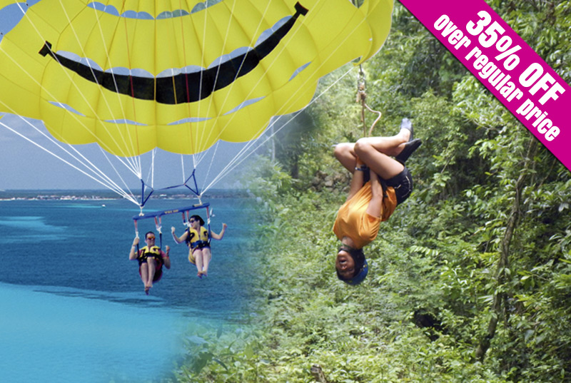 Foto 1 de Promo Fly in Cancun:Parasail + Xtreme Adventure (7 Ziplines+ ATVs+ Cenote)