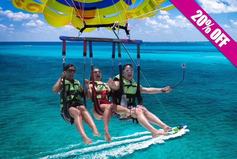 Combo: Parasail +Tour de Snorkel con 3 paradas (nado con tortugas)