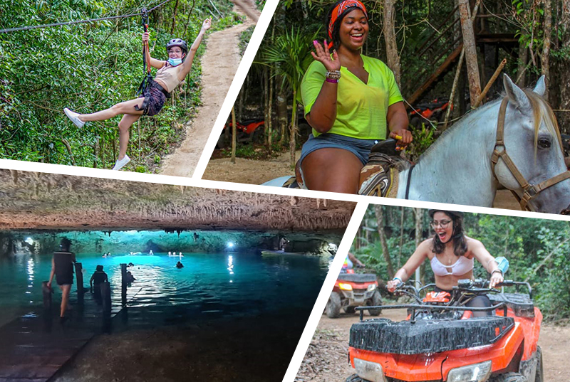 Jungle Adventures: ATV, Zipline, Cenotes with Caverns and Ridding Horse