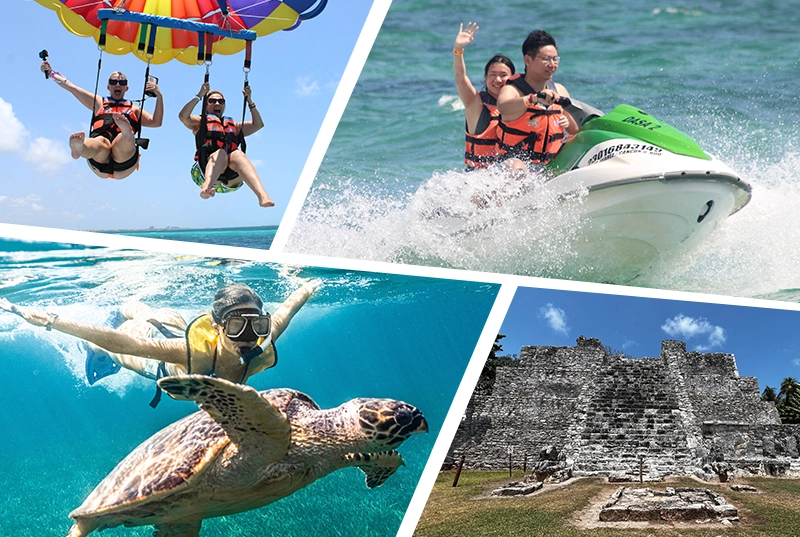 Snorkel, Parasail, Wave runner y Ruinas Mayas El Meco