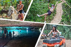 Jungle Adventures: ATV, Zip line, Cenotes with Caverns and Ridding Horse.